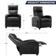 Mickhel's - Recliner Chair PU Leather Chair with Padded Seat and Massage Backrest for Home Theater Living Room, Black
