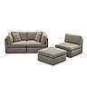 Transitional Modular Fabric Sofa with Storage Ottoman, Grey