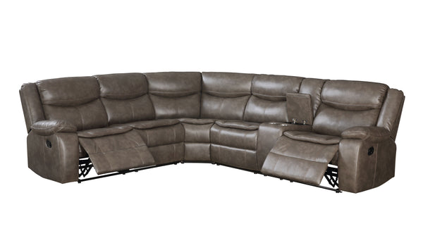Sectional Sofa (Motion), Taupe Leather-Aire Match