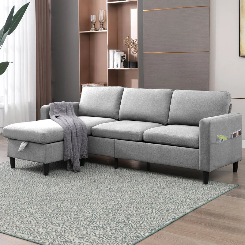 Convertible Sectional Sofa Couch with Storage Ottoman