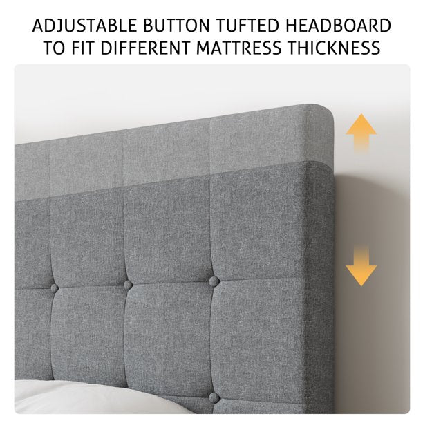 Mickhel's - Upholstered Platform Bed Frame with 4 Storage Drawers