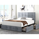 Mickhel's -  Queen Size Platform Bed Frame with Headboard and 4 Storage Drawers, Button Tufted Style