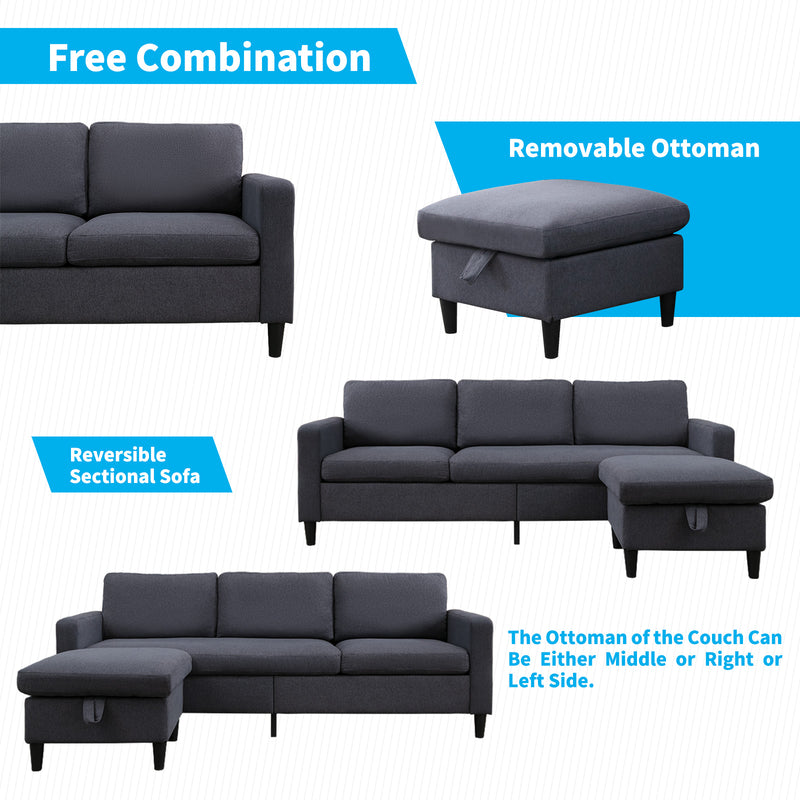 Convertible Sectional Sofa Couch with Storage Ottoman