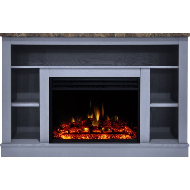 Freestanding Electric Fireplace with Log Insert, Remote| Multi-Color Flame