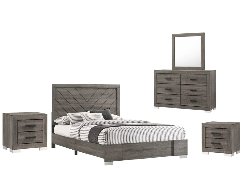 Mickhel's - 5 Piece Modern Bedroom Set - Queen Gray Wood