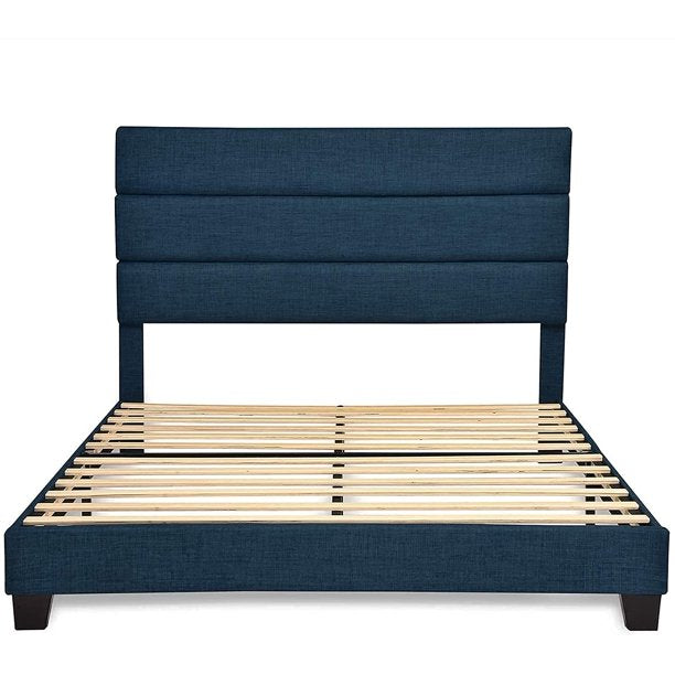 Mickhel's series - Platform Bed Frame with Fabric Upholstered Headboard,