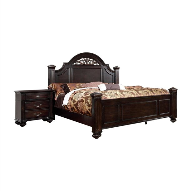 Mickhel's - 2pc Dark Walnut Solid Wood Bedroom Set - Queen + Nightstand