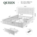 Mickhel's -  Queen Size Platform Bed Frame with Headboard and 4 Storage Drawers, Button Tufted Style