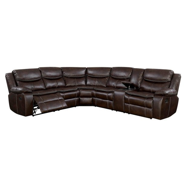 Mickhel's - Leatherette Reclining Sectional with Double Stitching Details