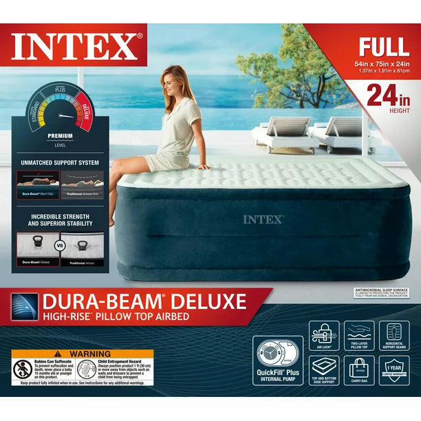 Intex 24" Dream Lux Pillow Top Dura-Beam Airbed Mattress with Internal Pump