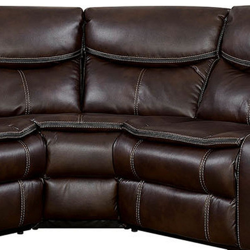 Mickhel's - Leatherette Reclining Sectional with Double Stitching Details
