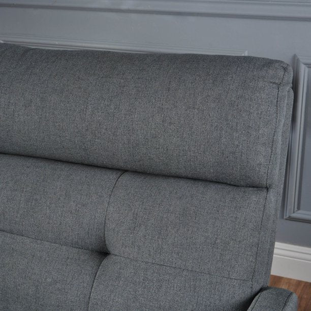 Mickhel's - Charcoal Gray Solid Plush Cushion Loveseat Recliner
