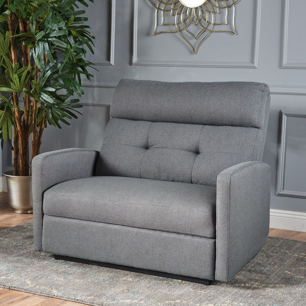 Mickhel's - Charcoal Gray Solid Plush Cushion Loveseat Recliner