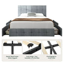 Mickhel's -  Queen Size Platform Bed Frame with Headboard and 4 Storage Drawers, Button Tufted Style