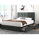Mickhel's -  Queen Size Platform Bed Frame with Headboard and 4 Storage Drawers, Button Tufted Style