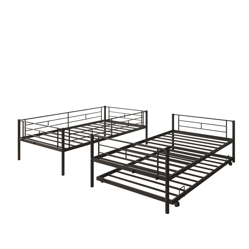 Metal Twin Over Twin Bunk Beds with Trundle Bed