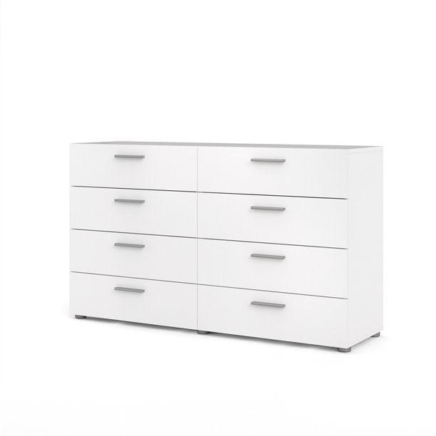 Mickhel's - Scandinavian Look 2 Piece Bedroom Set 8 Drawer Double Dresser and Nightstand in White